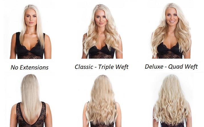 before and after triple and quad weft extensions